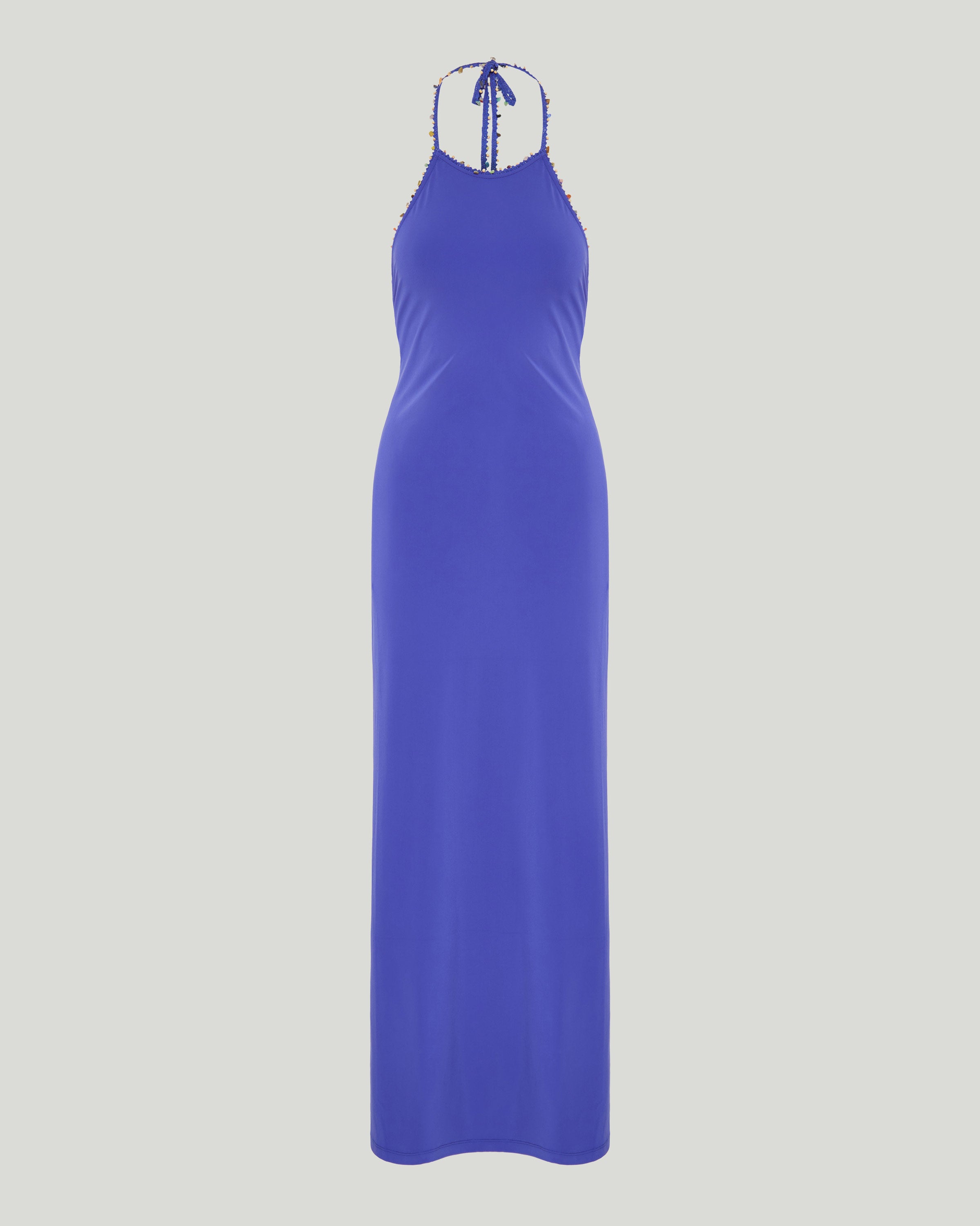 Embellished halterneck maxi dress