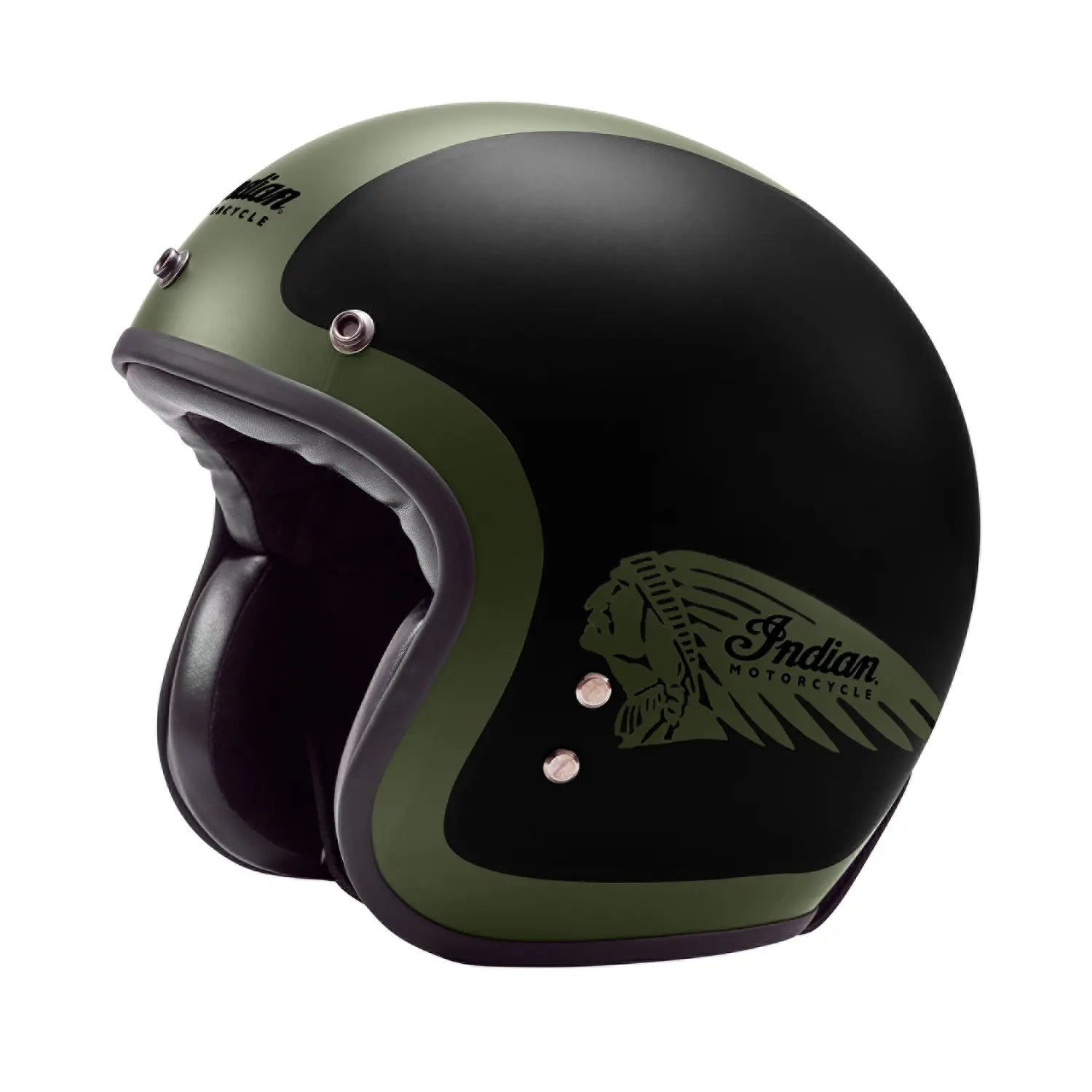 Indian Motorcycle Open Face Helmet, Matte Black/Green