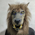 Scary Animal Wolf Head Halloween Mask Latex Costume Full Headgear with hair