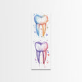Watercolor Teeth Canvas Print, Dentist Office Vertical Wall Art, Vibrant Dental Art Print for Gift Ideas