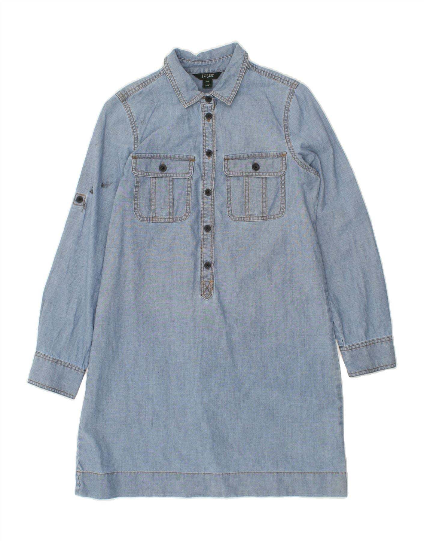 J. CREW Womens Long Sleeve Denim Dress UK 6 XS Blue Cotton Vintage J. Crew and Second-Hand J. Crew from Messina Hembry