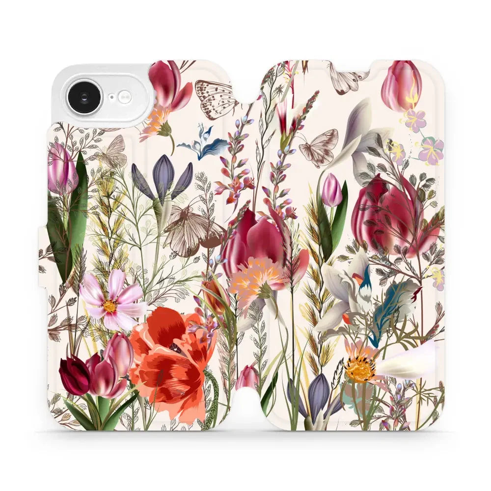 Handyhülle mit klappe für iPhone 16e, Mobiwear Book, Blumenstrauß