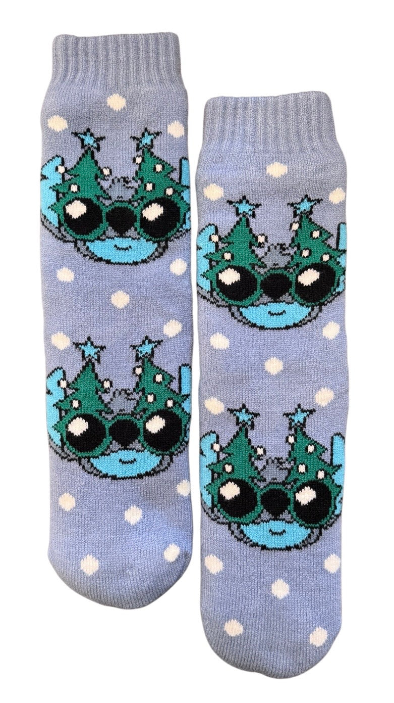 DISNEY STITCH Ladies Sherpa Lined Cozy Gripper Bottom Socks - Novelty Socks And Slippers