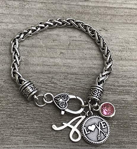 Personalized Hairdresser Charm Rope Bracelet with Letter and Birthstone Charm, Custom Hair Stylist Jewelry, Perfect Gift for Hair Dresser and Stylists - Infinity Collection