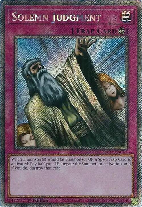 YuGiOh Trading Card Game 25th Anniversary Rarity Collection II Platinum Secret Rare Solemn Judgment RA02-EN075