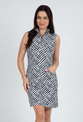 IBKÜL - Gingham Check Print Sleeveless Mock Dress – 58876 - Color: Black/White