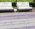 8' X 10' Purple And Ivory Striped Washable Indoor Outdoor Area Rug