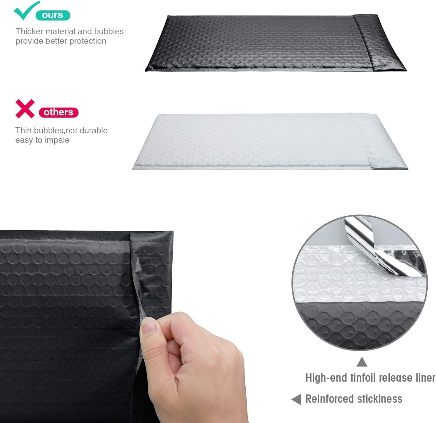 GSSUSA Black Bubble Mailers 6x10 Small Padded Envelopes 268800 Pack,Strong Adhesion Bubble Mailer Self-Seal Bubble Envelopes for Small Business