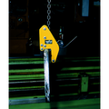 Yellow and Black Camlok TWG Wide Jaw Vertical Plate Clamp with Modified Side Plates in use