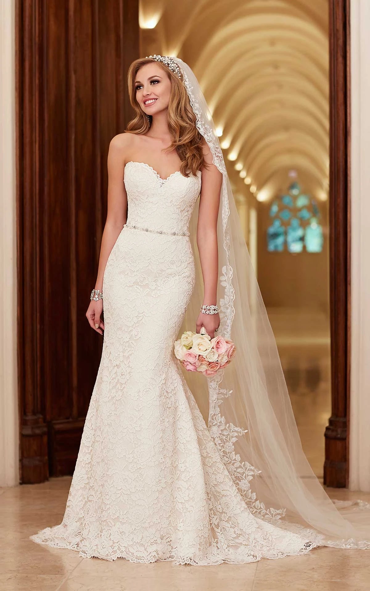 Romantic Lace Over Satin Wedding Dress