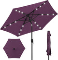 Best Choice Products 7.5ft Solar Umbrella LED Lighted Patio Umbrella, Table Market Umbrella with Tilt and Crank, Outdoor Umbrella for Garden, Deck, Backyard, Pool and Beach - Amethyst Purple