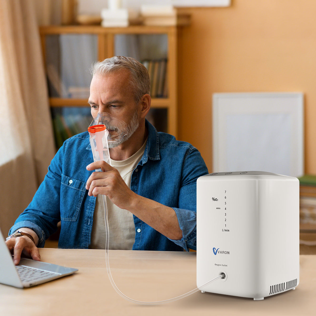 Continuous Flow Oxygen Concentrator Machine Varon Home Oxygen Concentrator 1-7L/min Lightweight and Quiet NT-04 to move around the house Easily