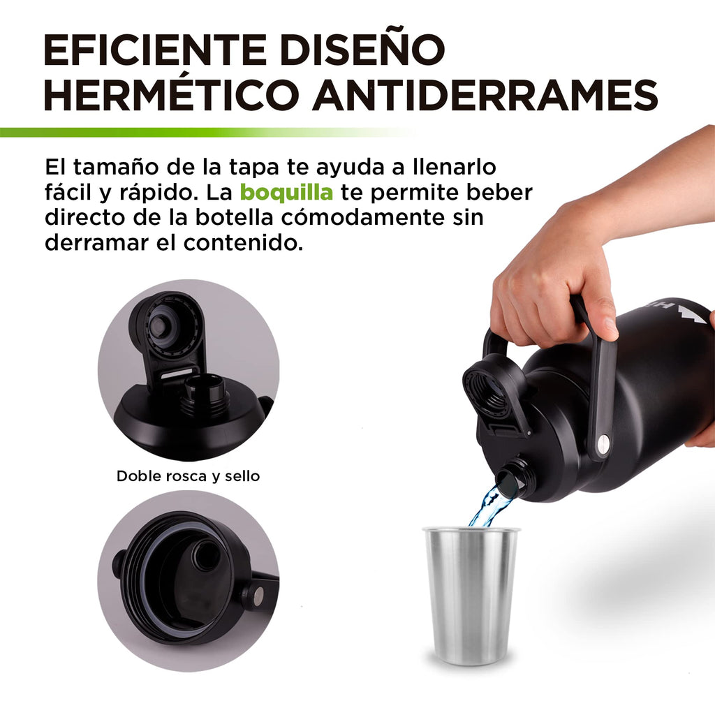 Termo HIKEO XL Acero Inoxidable Jumbo 1.89 Litros Hermético para Camping y Deportes