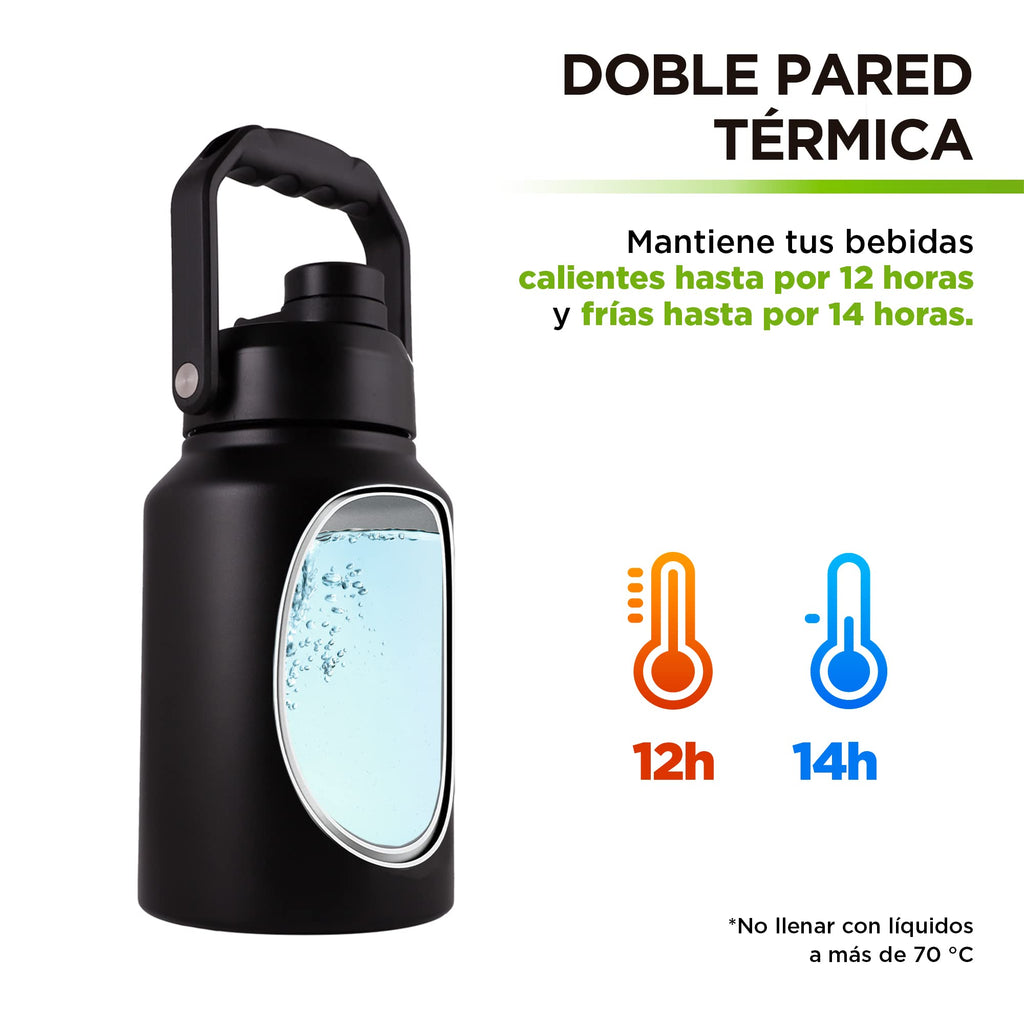 Termo HIKEO XL Acero Inoxidable Jumbo 1.89 Litros Hermético para Camping y Deportes