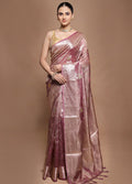 Purple Tissue Silk Saree With Blouse Piece