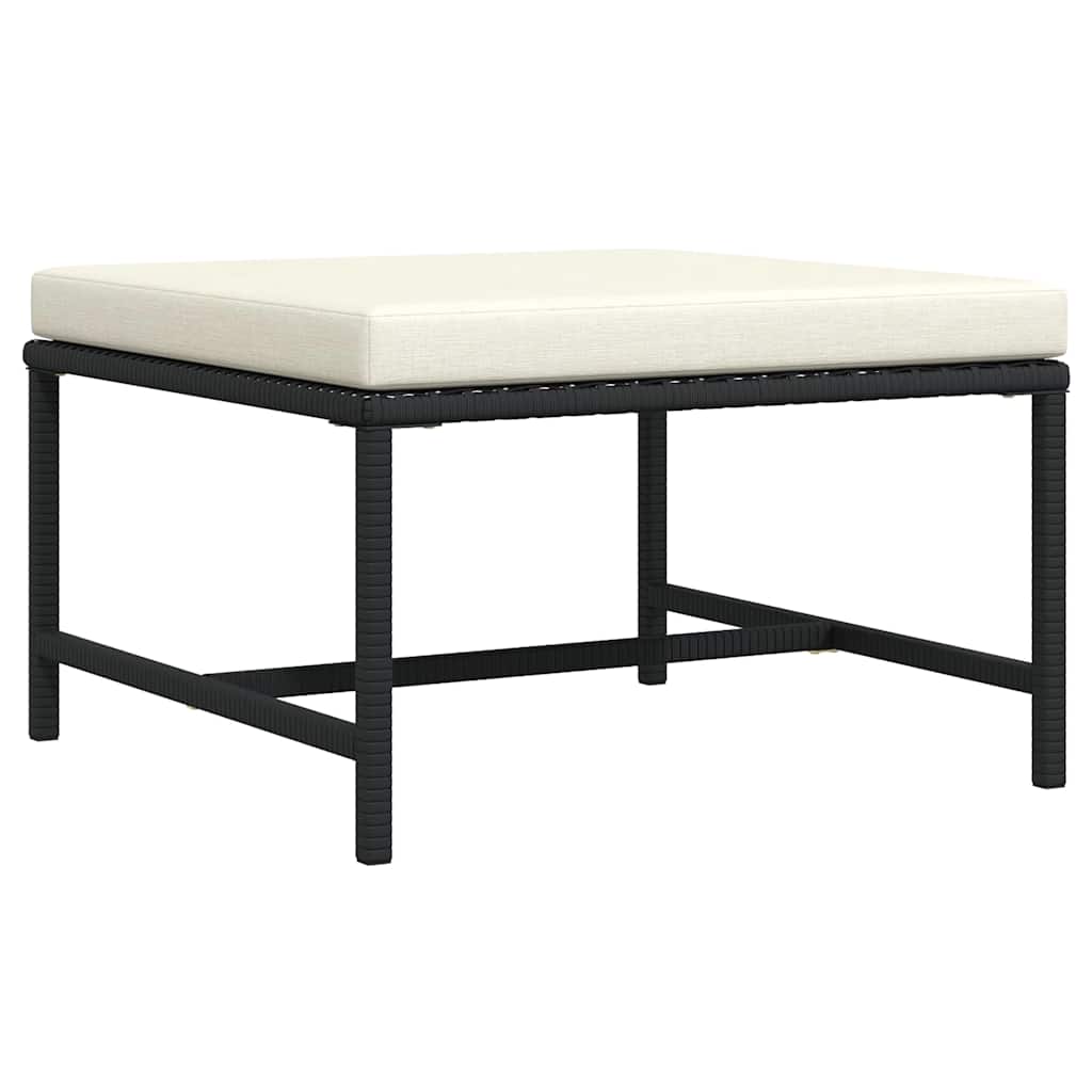 vidaXL Modular-Fußhocker mit Kissen Schwarz Poly Rattan