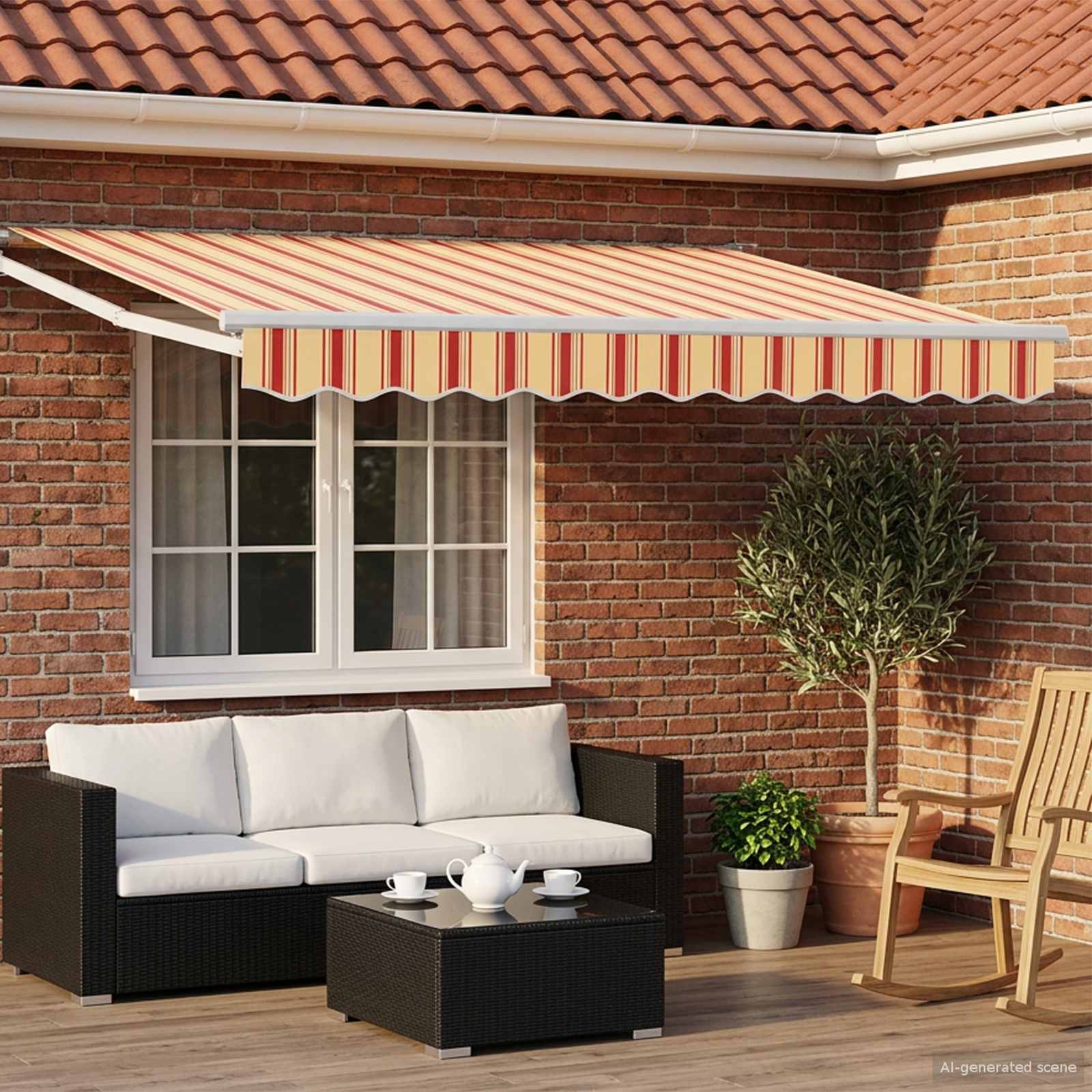 Electric Retractable Awning Multicolour 3 x 2.5 m