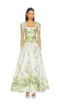 Alice + Olivia Haven Flared Maxi Dress in Fresh Air Butter
