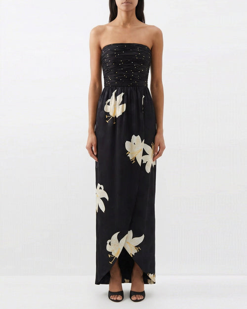Apres L’Hiver crepe de chine jacquard long dress