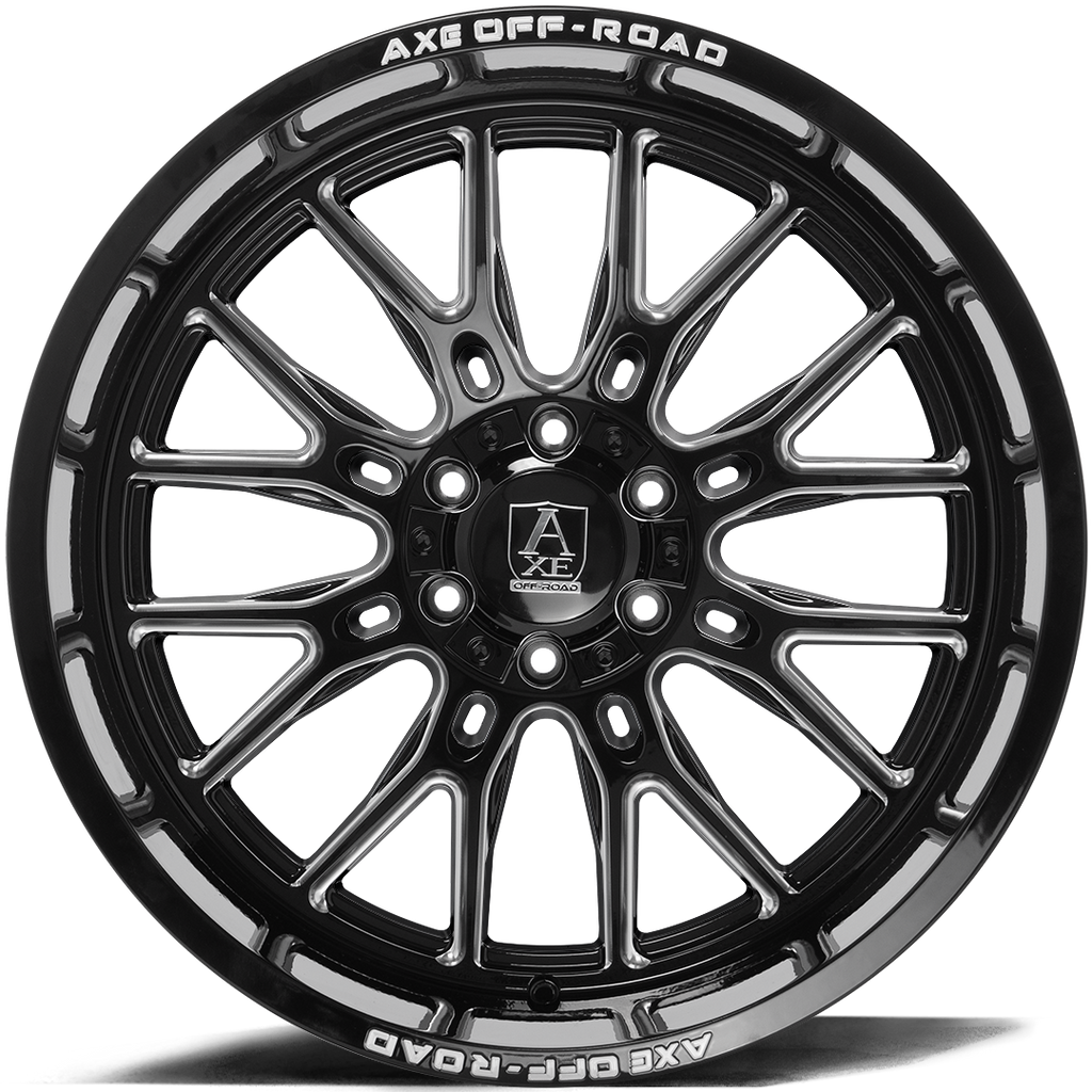 AXE WHEELS ATLAS GLOSS BLACK MILLED 22x12 ET-44 6x139 (Square Set of 4)