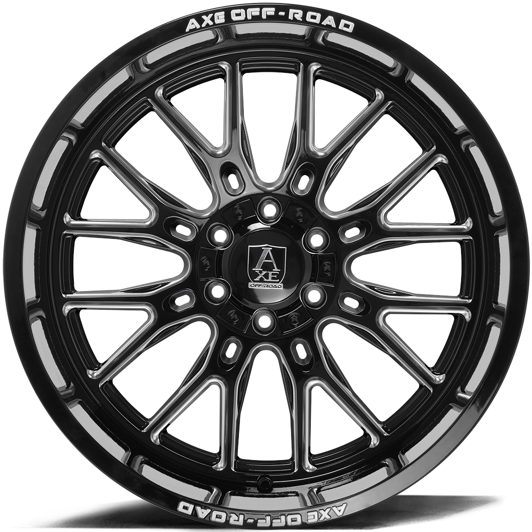 AXE WHEELS ATLAS GLOSS BLACK MILLED 22x12 ET-44 6x139 (Square Set of 4)