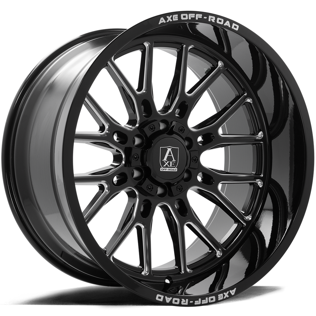 AXE WHEELS ATLAS GLOSS BLACK MILLED 22x12 ET-44 6x139 (Square Set of 4)
