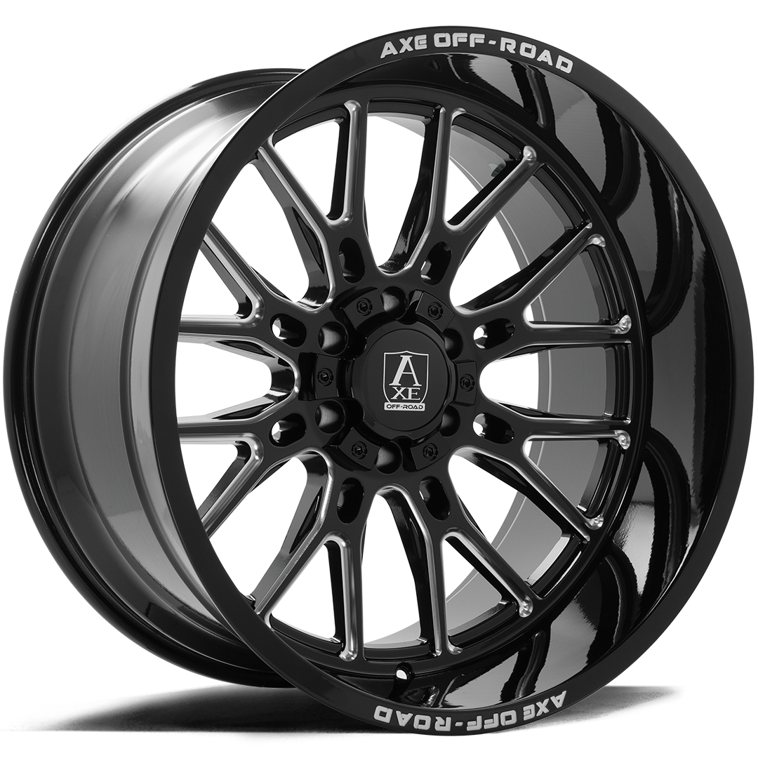 AXE WHEELS ATLAS GLOSS BLACK MILLED 22x12 ET-44 6x139 (Square Set of 4)