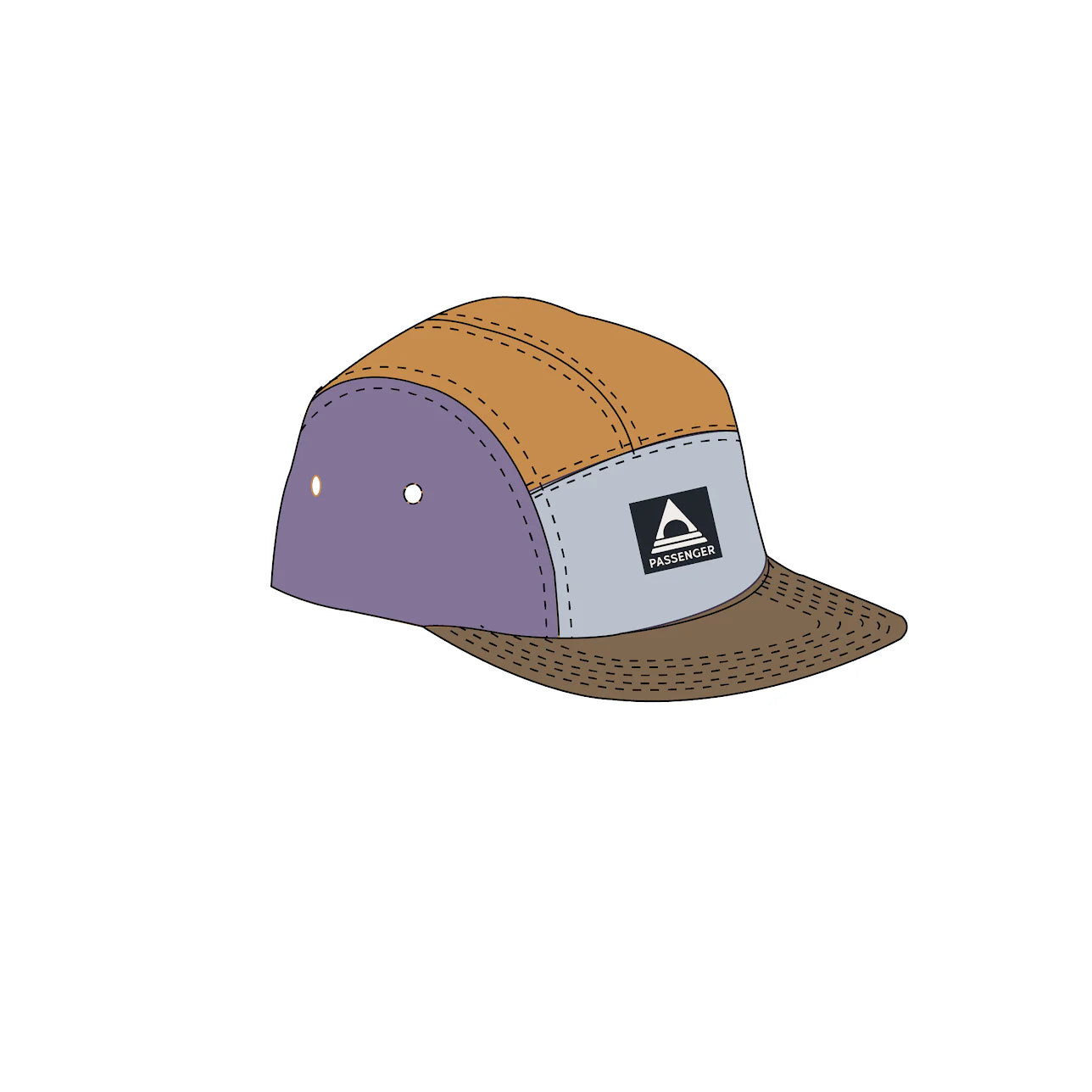 Hide_Fixie Organic 5 Panel Cap 2.0 - Purple Haze - 2D CAD