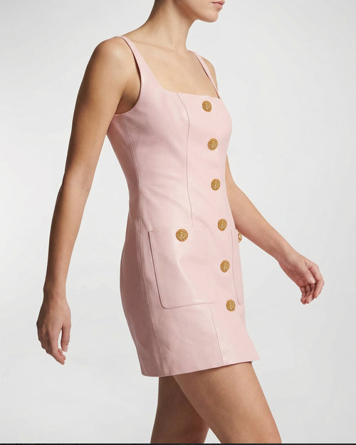 Balmain Short sleeveless leather dress