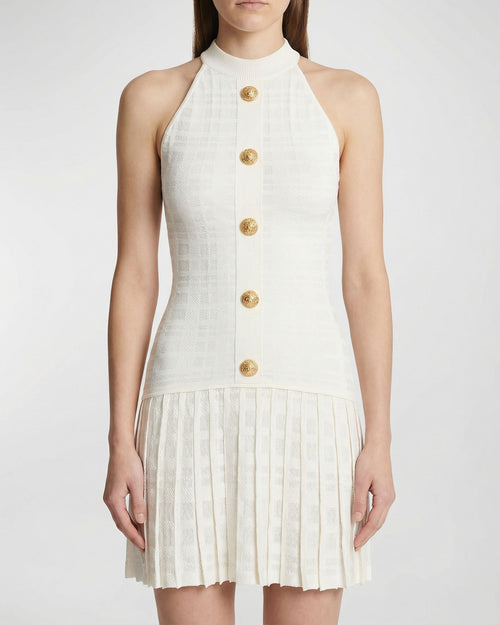 Balmain Tartan knit flared short dress