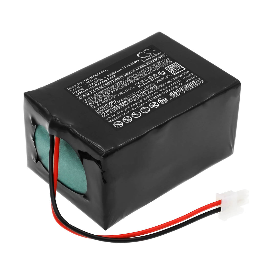 22.2V, Li-ion, 5200mAh, Speaker battery fits Mipro, MB-35, MA-505, MA-505 Portable Wireless PA Sy, 115.44Wh Speaker Cameron Sino Technology Limited
