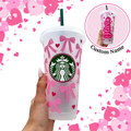 Custom reusable Pink Bow cold cup