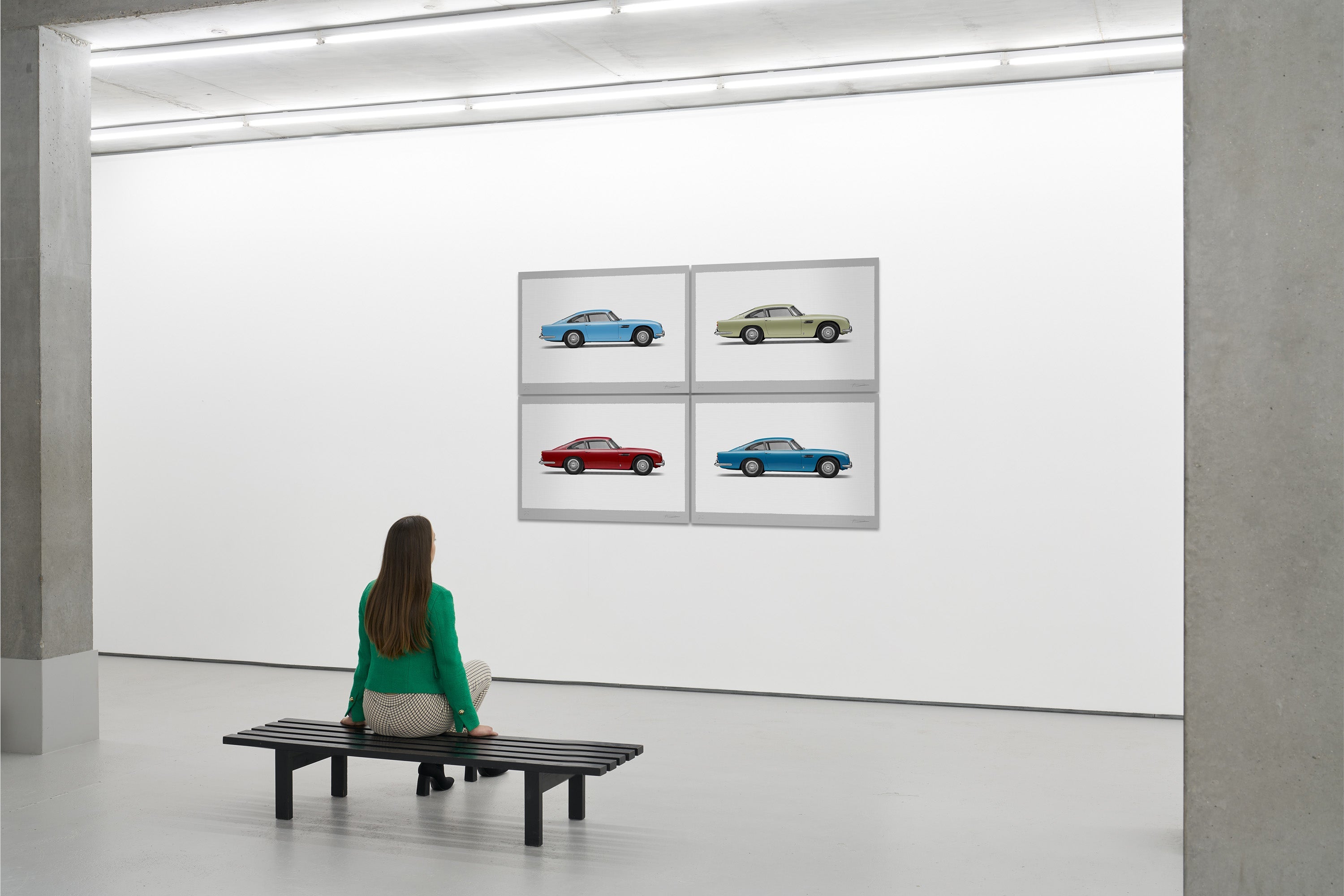 Aston Martin DB5 Vantage - 100cm Large Half Tone Flat Bed Print - Side View