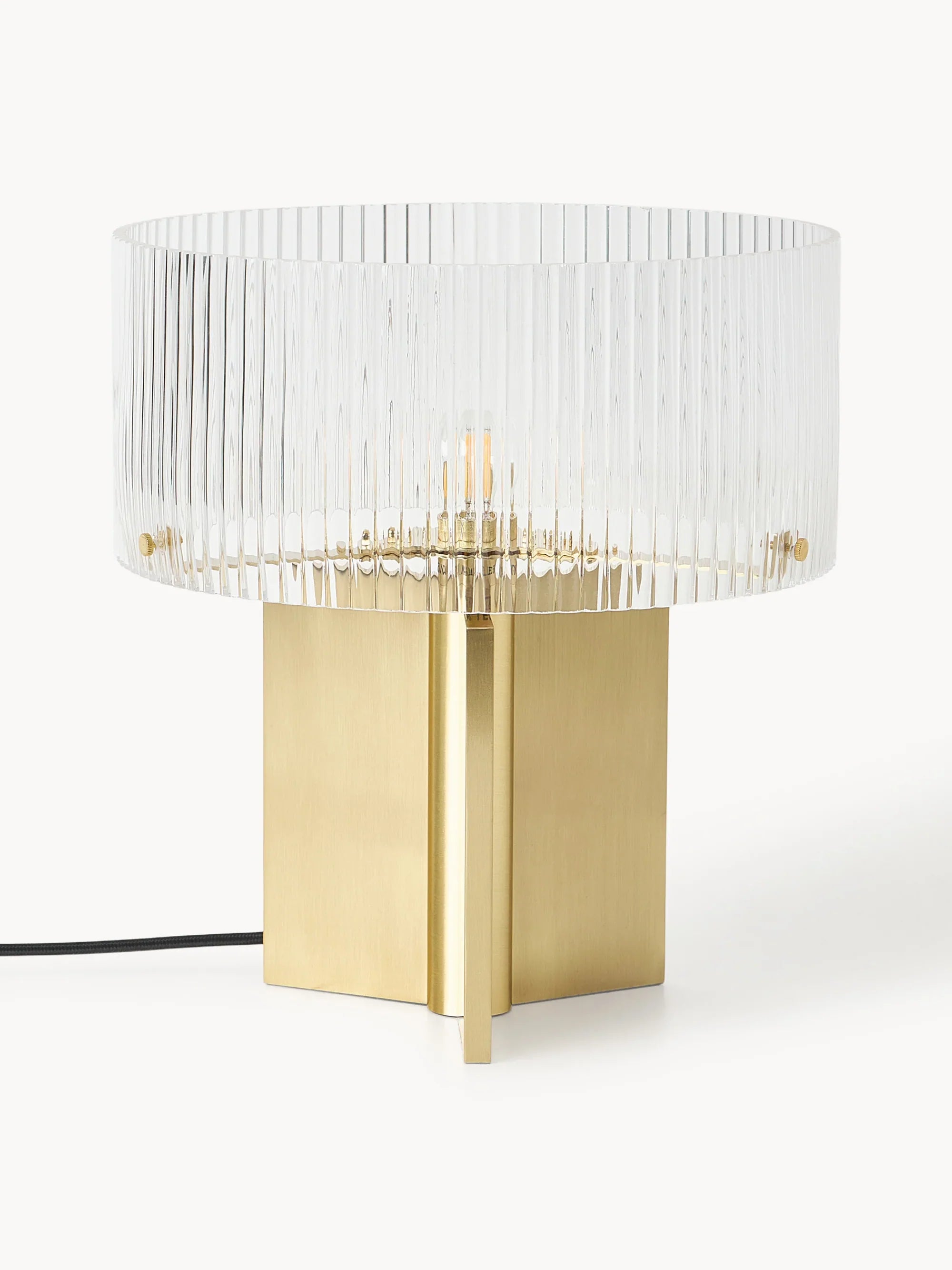 Lampa stołowa ze szkła z ryflowanym wzorem Emmi