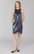 PREORDER Liquid Organza Shift Dress w/ Pleat Neck