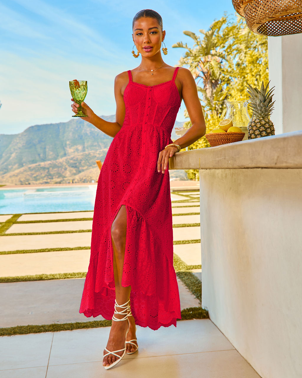 Glow Together Corset Cotton Eyelet Maxi Dress