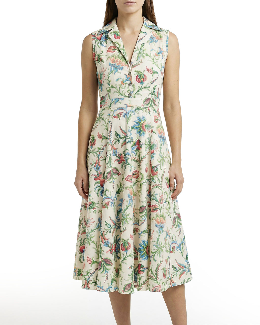 Floral print sleeveless midi dress