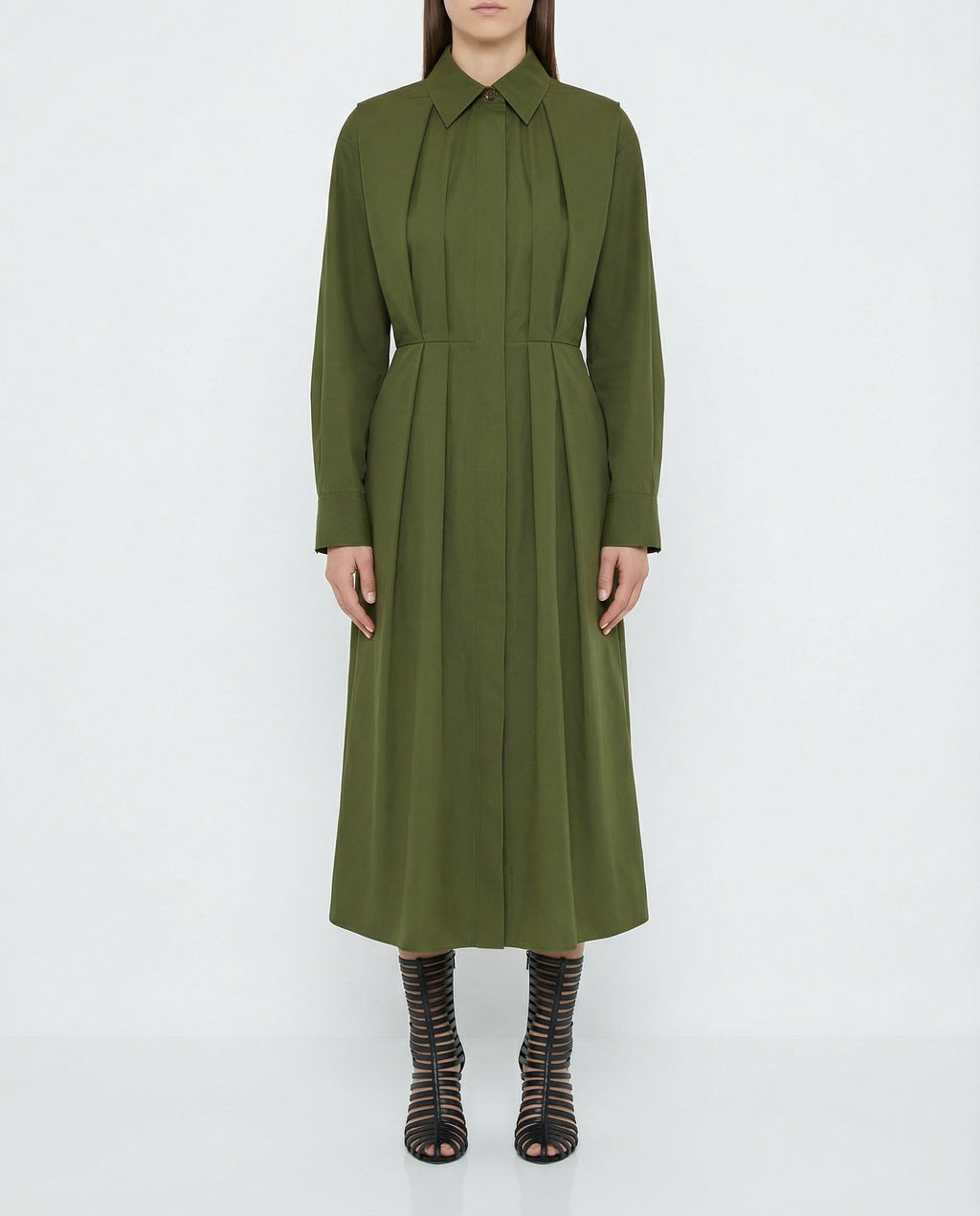 Poplin midi shirt dress