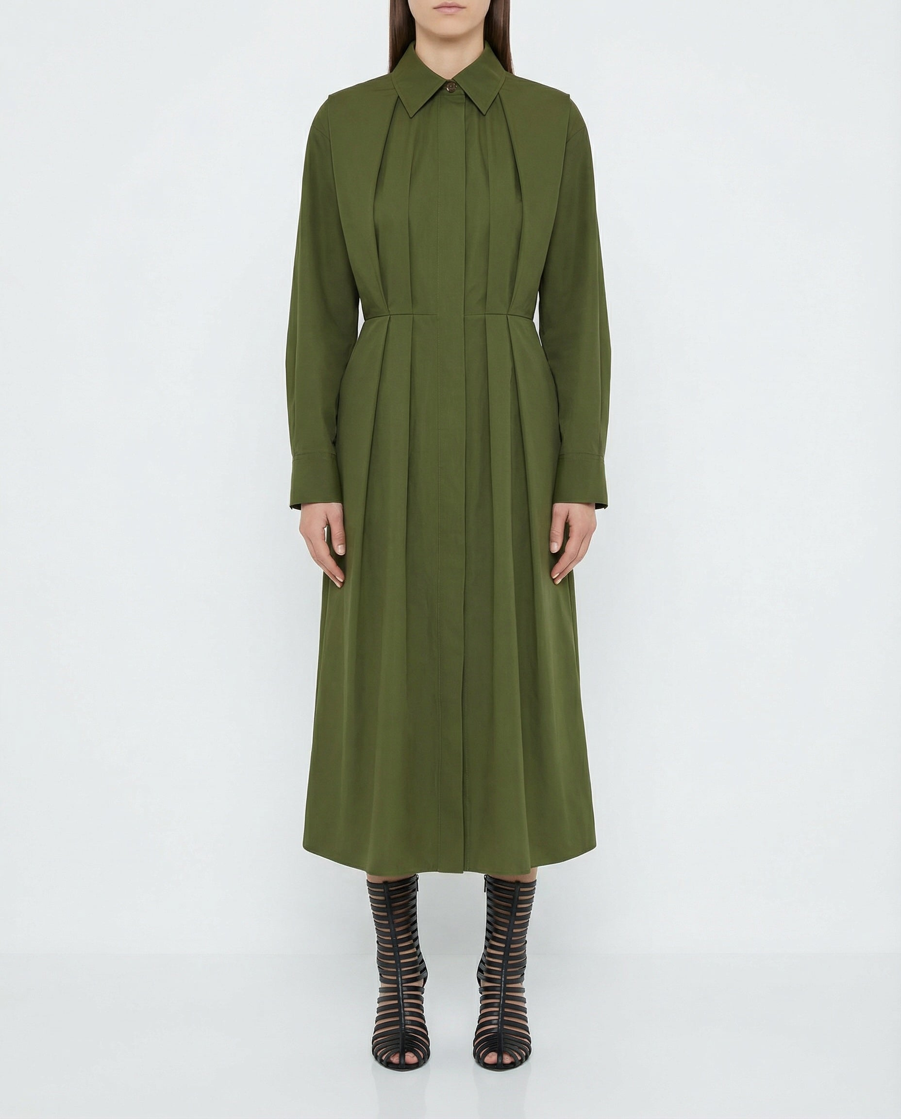 Poplin midi shirt dress