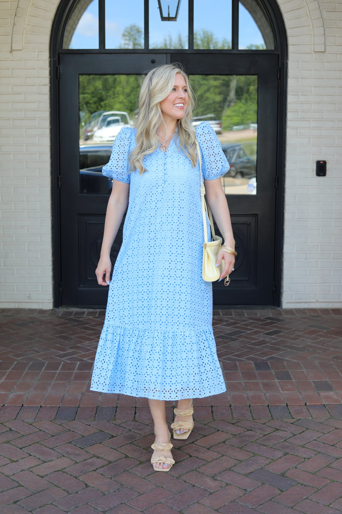 Warm Breeze Eyelet Midi Dress - The Pink Tulip Clothing