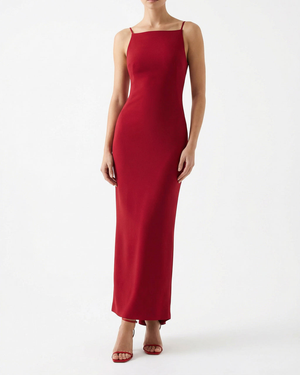 Sliced crepe cady midi dress