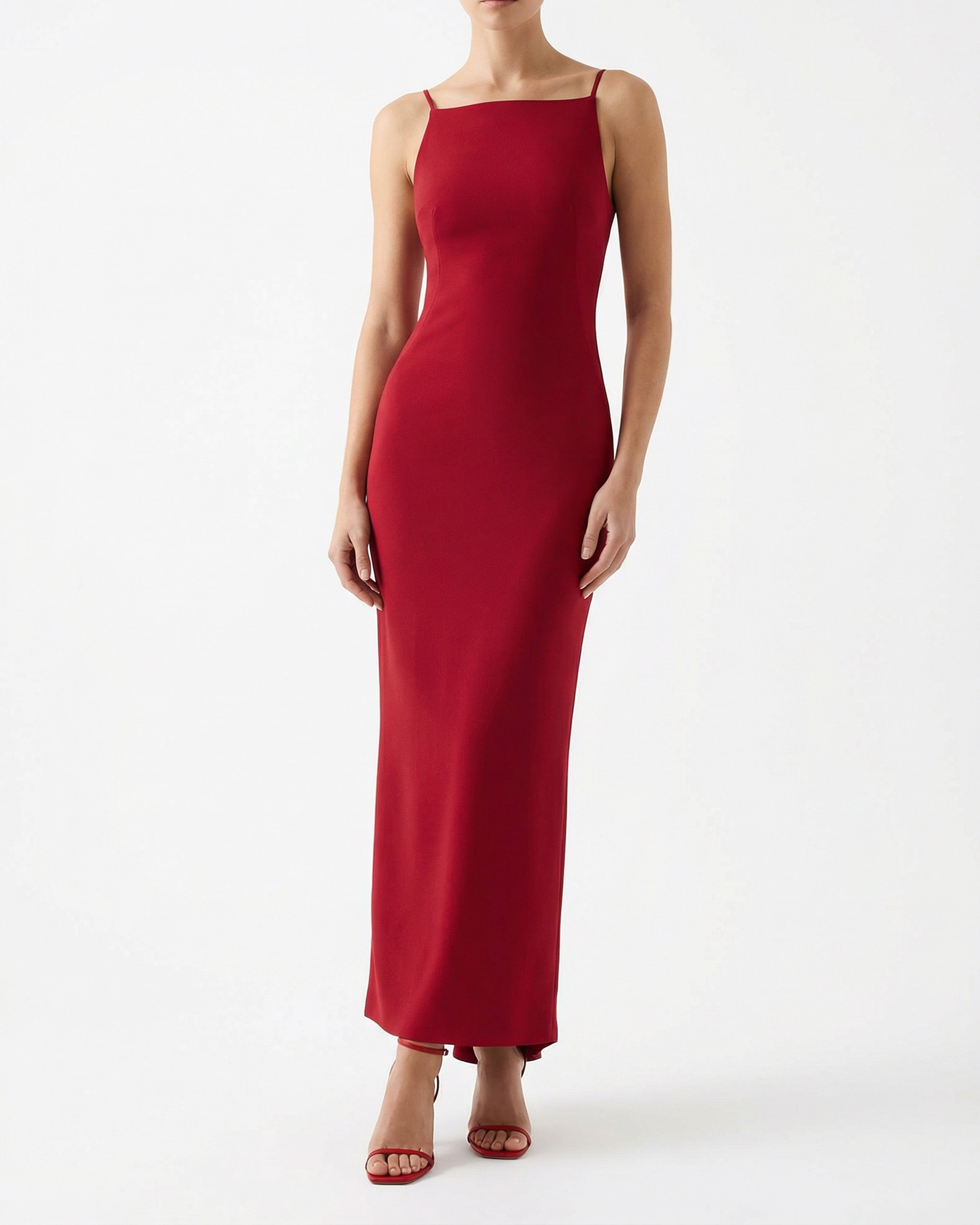 Sliced crepe cady midi dress
