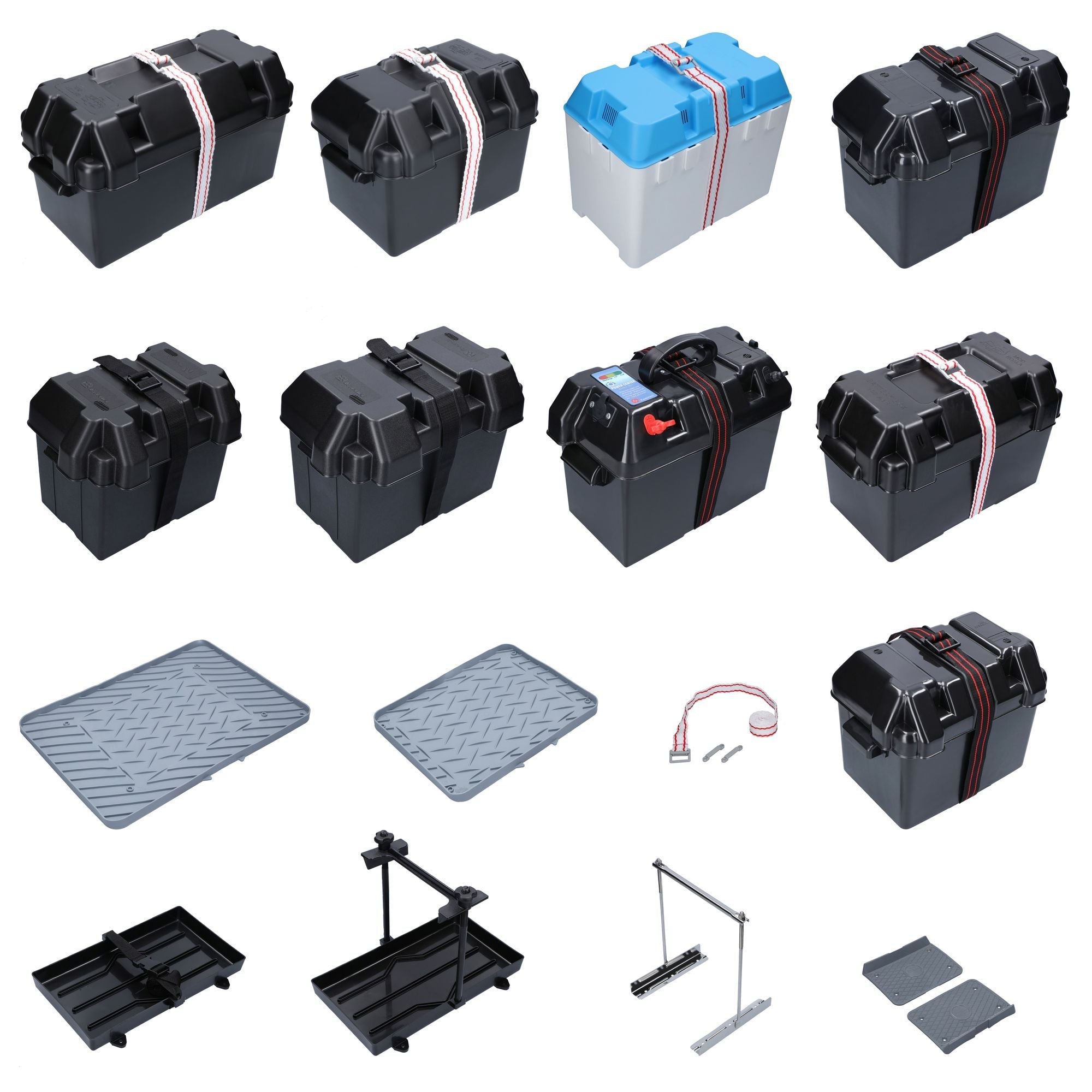 Batteriebox oder Halterung Auswahl, robustes Gehäuse, vielseitig einsetzbar - (Optional mit Gurt, Befestigung)