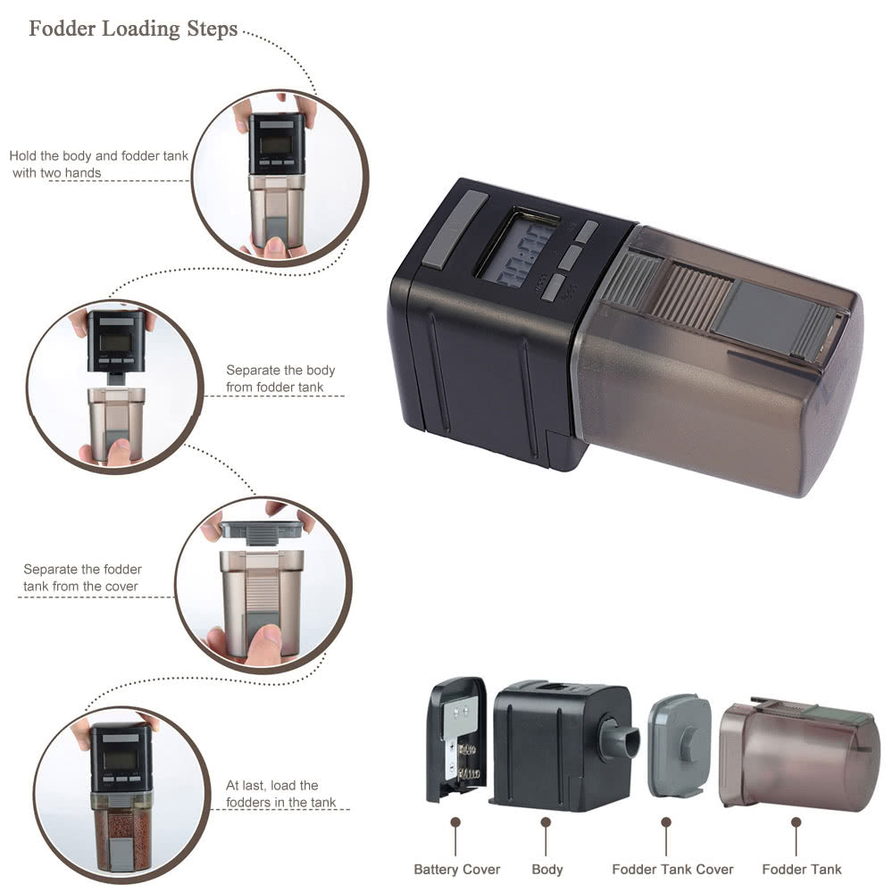 Automatic Fish Feeder Aquarium LCD Timer Adjustable Food Dispenser