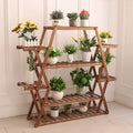 6-Tier Wood Plant Stand - White Oak Home Goods - Plant Stand