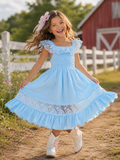 Baby Blue Chic Lace Maxi Dress