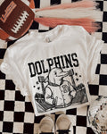 Dolphins Letterman Mascot T-Shirt | Trendy School Spirit Shirt | Fast Shipping | Super Soft Shirts for Men/Women/Kid's