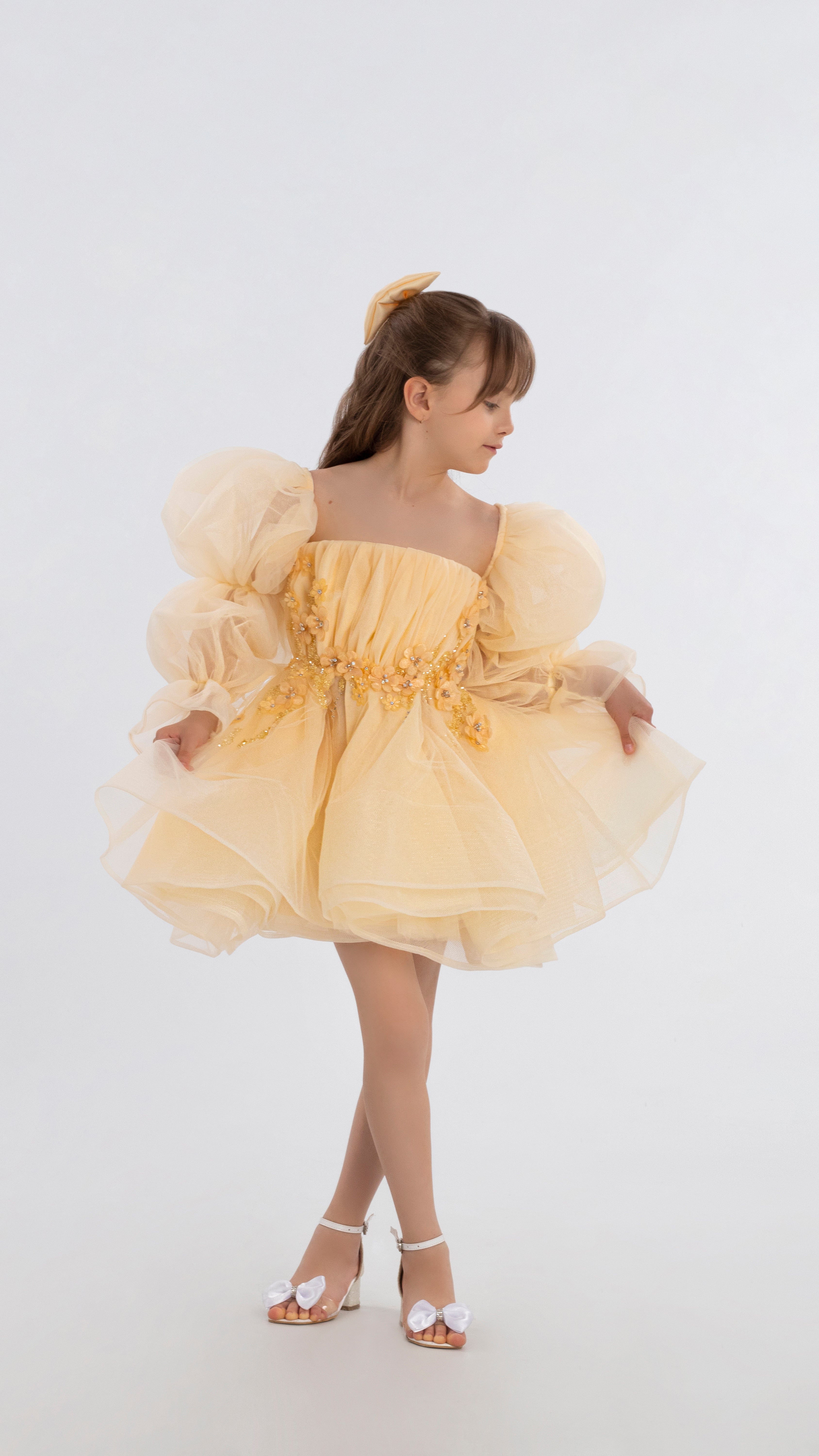Short Puffy Sleeves Dress For Girls