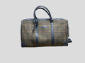borsone quadroni elegant   weekend  in ecopelle con inserti in lana
