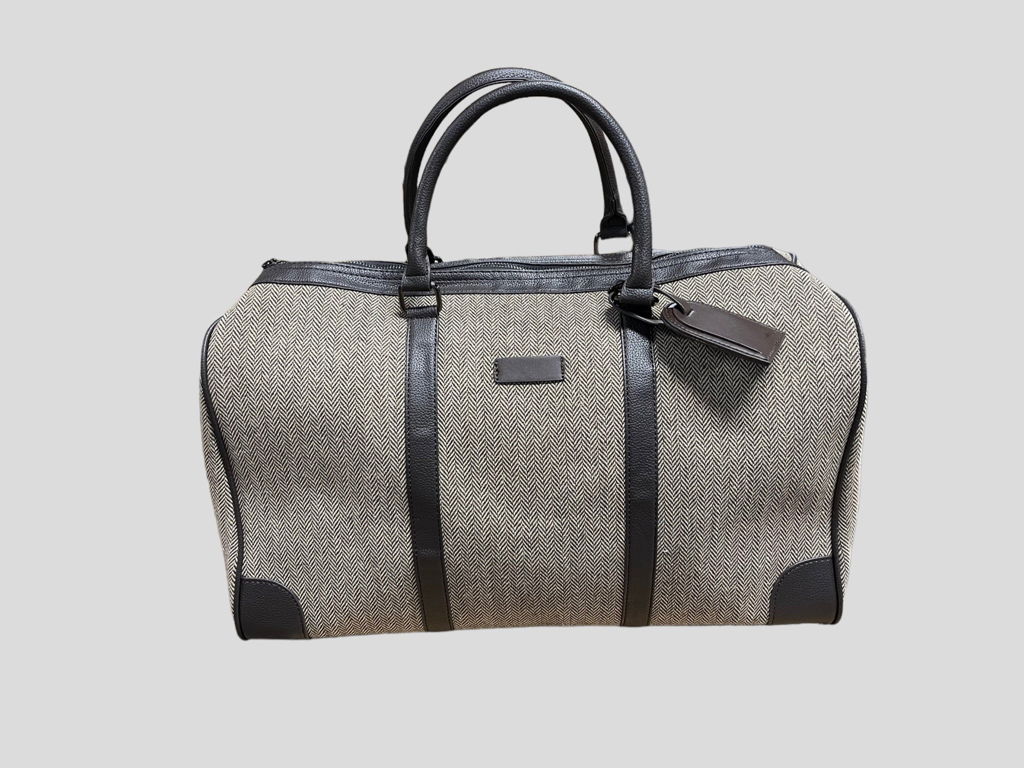 borsone quadroni elegant   weekend  in ecopelle con inserti in lana